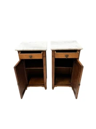 Two Arts & Crafts Art Nouveau Oak Nightstands or Bedside Tables, 1900s